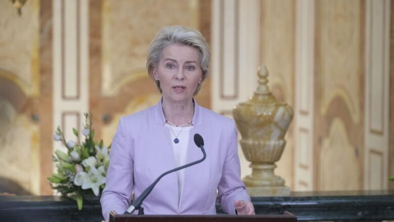 Dichiarazione alla stampa della presidente von der Leyen con il primo ministro italiano Meloni, il primo ministro olandese Rutte e il presidente tunisino Saied